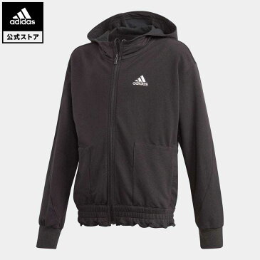 【公式】アディダス adidas 返品可 ジム・トレーニング ダンス フルジップ パーカー / Dance Full-Zip Hoodie キッズ ウェア・服 トップス パーカー(フーディー) ジャージ 黒 ブラック GM7009 トレーナー