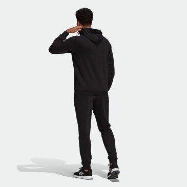 【公式】アディダス adidas 返品可 M ESS BL スウェットパーカースーツ メンズ ウェア・服 セットアップ ジャージ 黒 ブラック GK9652 上下