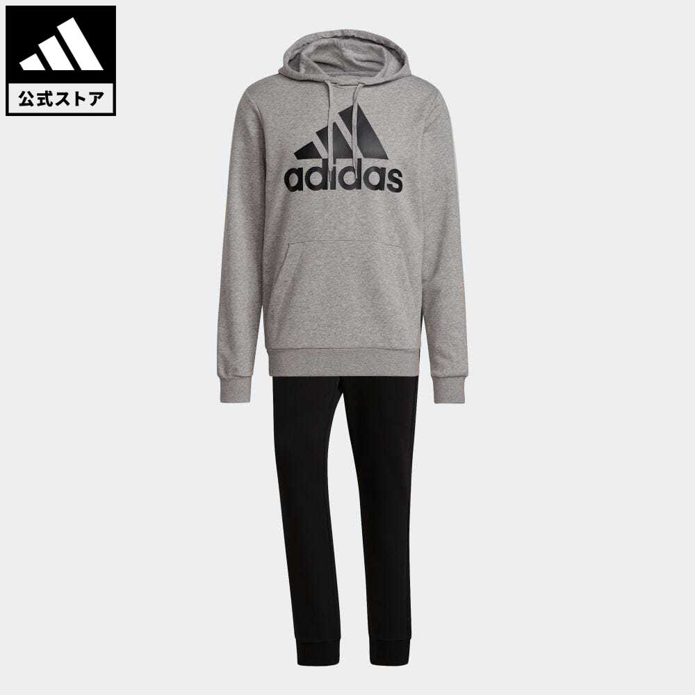 【公式】アディダス adidas 返品可 M ESS BL スウェットパーカースーツ メンズ ウェア・服 セットアップ ジャージ グレー GK9653 上下