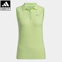 【公式】アディダス adidas 返品可 ゴルフ ジャカードスリーストライプス ノースリーブセーターポロ / Sleeveless Knit Tank Top レディース ウェア・服 トップス ポロシャツ イエロー GM3699 その1