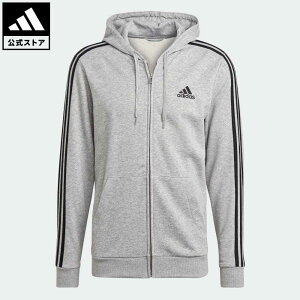 【公式】アディダス adidas 返品可 エッセンシャルズ フレンチテリー 3ストライプス フルジップ パーカー / Essentials French Terry 3-Stripes Full-Zip Hoodie メンズ ウェア・服 トップス パーカー(フーディー) ジャージ グレー GK9034 トレーナー