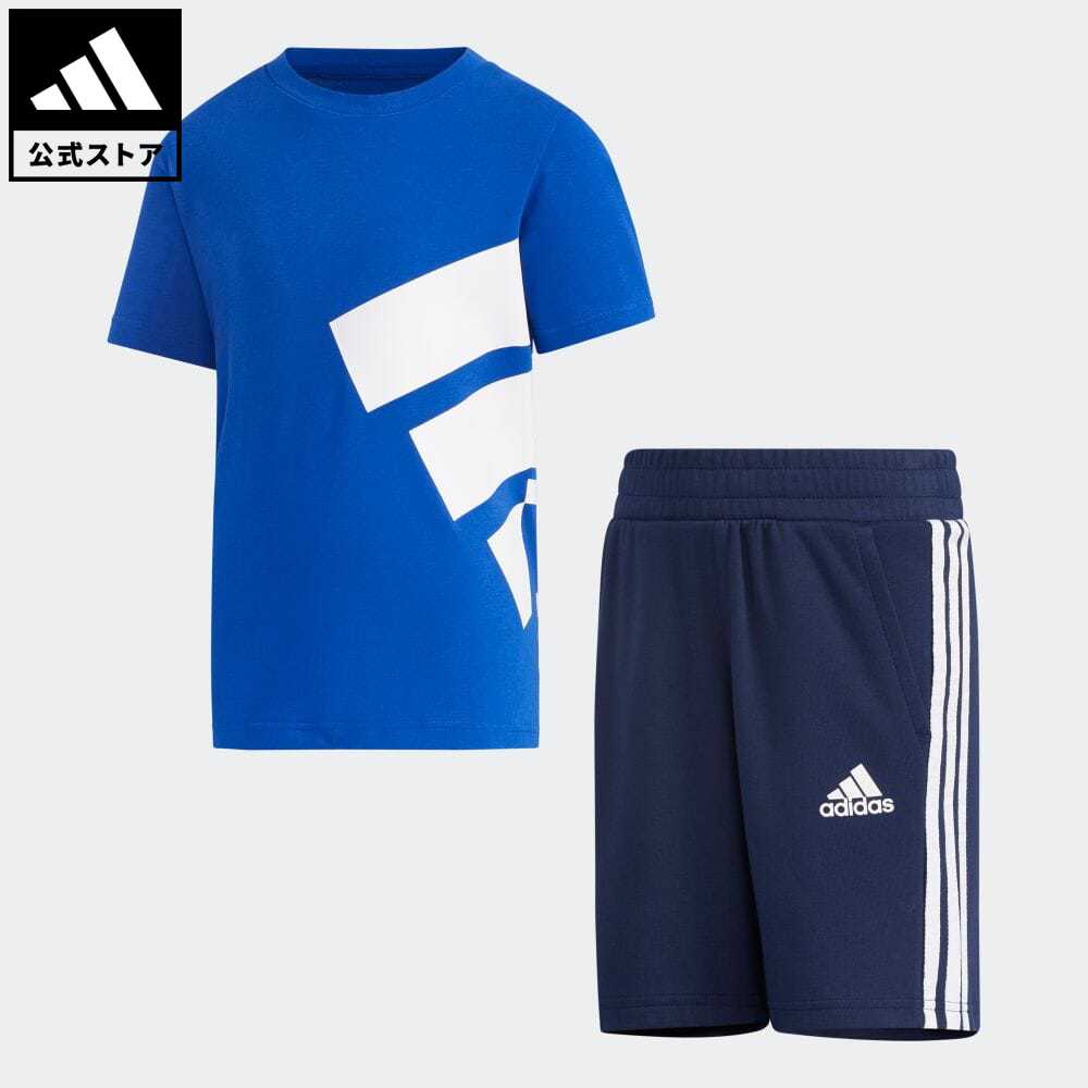 【20%OFFクーポン対象 05/19 10:00〜05/22 09:59】【公式】アディダス adidas 返品可 ブランド 半袖Tシャツ セット / Brand Tee Set スポーツウェア キッズ／子供用 ウェア・服 セットアップ ジャージ 青 ブルー GP0387 上下のサムネイル