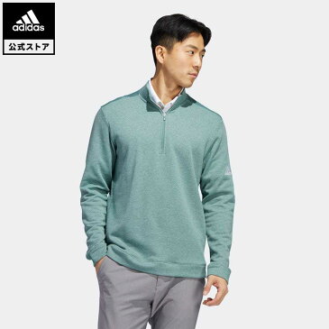 【公式】アディダス adidas ゴルフ ヘザー長袖ハーフジップシャツ メンズ ウェア トップス スウェット（トレーナー） 緑 グリーン FT6210