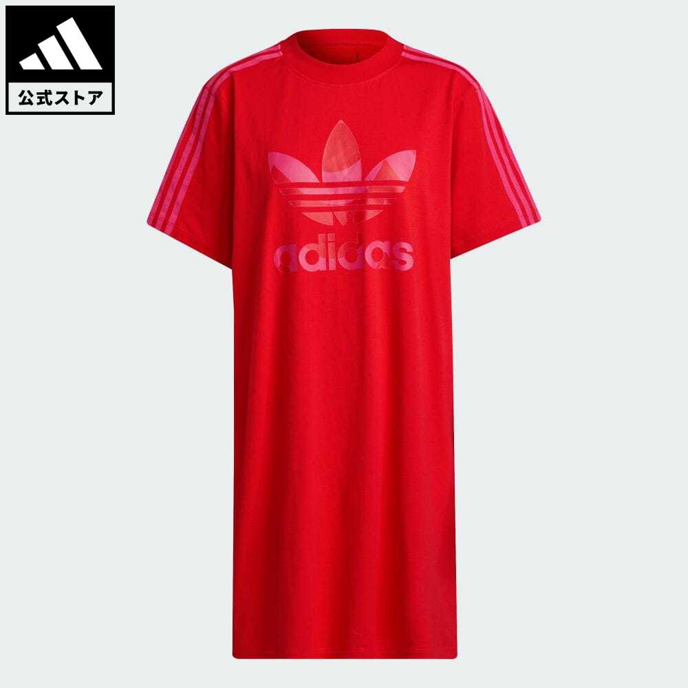 【公式】アディダス adidas 返品可 マリメッコ トレフォイル プリント インフィル Tシャツ ワンピース オリジナルス レディース ウェア オールインワン ワンピース 赤 レッド H20486