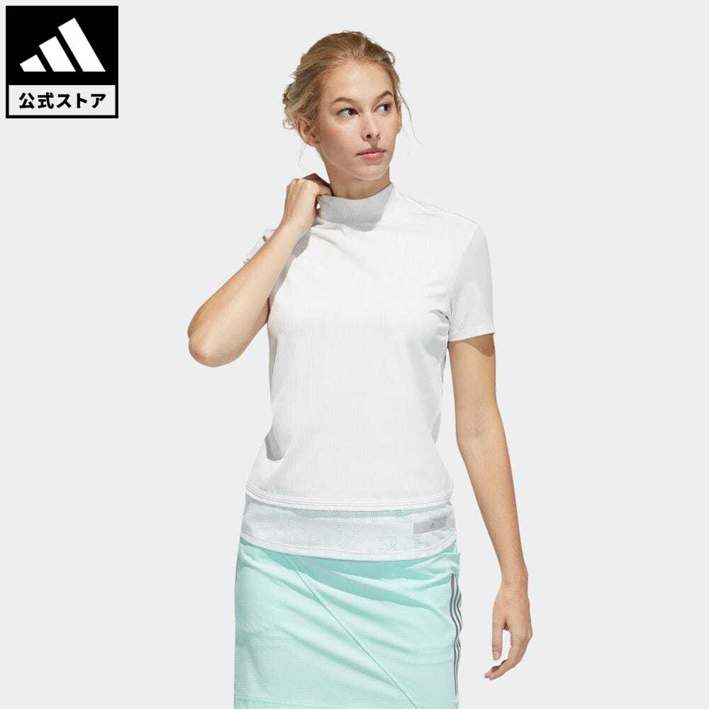 【公式】アディダス adidas 返品可 ゴルフ ファブリックミックス 半袖モックネックシャツ / Polo Shirt レディース ウェア・服 トップス ポロシャツ 白 ホワイト GM0763 notp