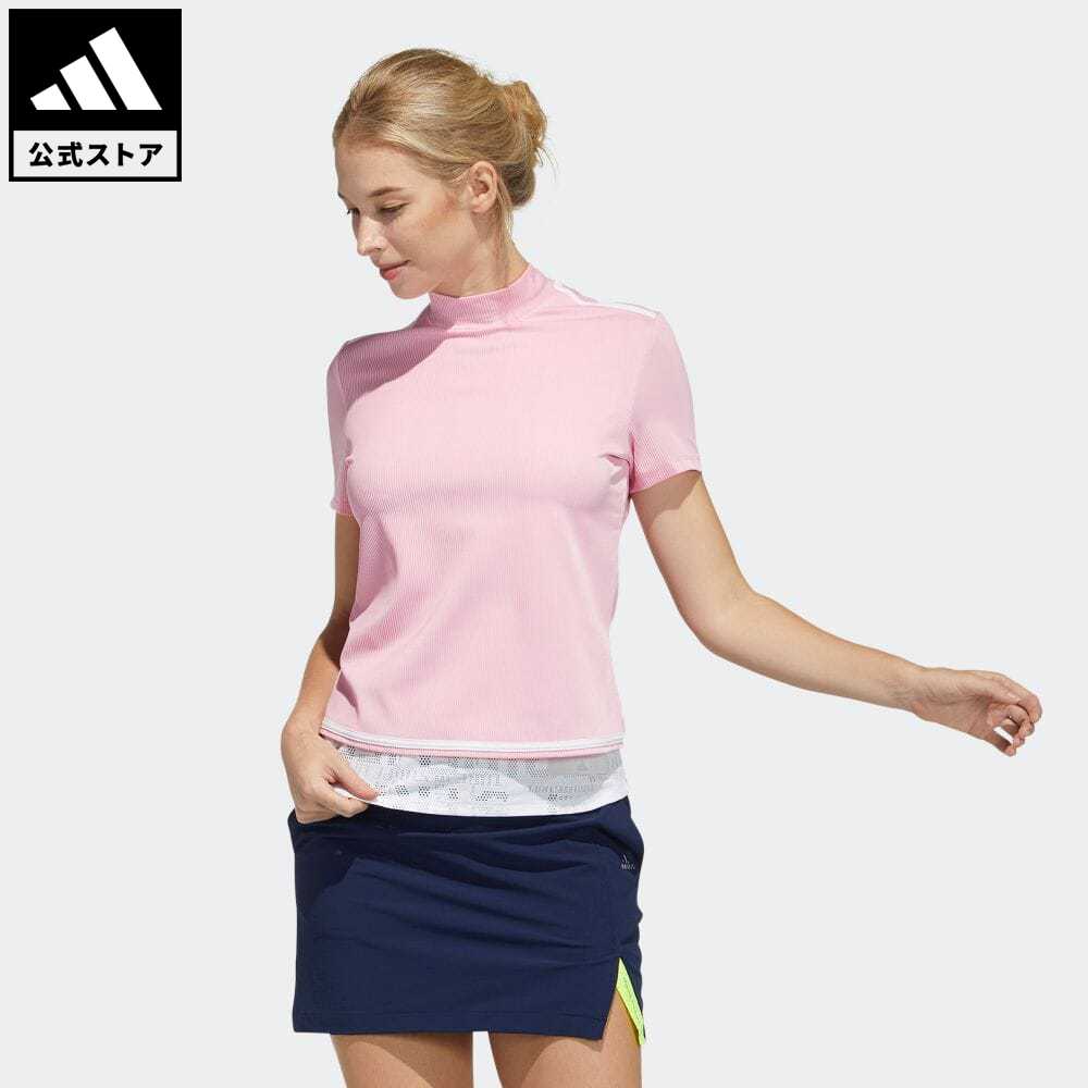 【公式】アディダス adidas 返品可 ゴルフ ファブリックミックス 半袖モックネックシャツ / Polo Shirt レディース ウェア・服 トップス ポロシャツ ピンク GM0771 notp