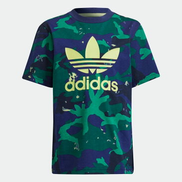 【公式】アディダス adidas 返品可 オールオーバー カモ柄プリント ショーツ&Tシャツ セットアップ オリジナルス キッズ ウェア・服 セットアップ 青 ブルー H20302 mss21fw 上下