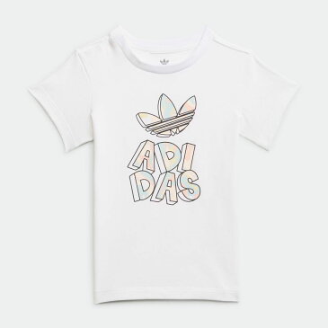【公式】アディダス adidas 返品可 マーブルプリント Tシャツワンピースとタイツのセット オリジナルス キッズ ウェア・服 セットアップ ジャージ 白 ホワイト H22631 mss21fw 上下