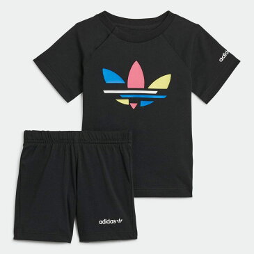 【公式】アディダス adidas 返品可 アディカラー ショーツ & Tシャツ セットアップ オリジナルス キッズ ウェア・服 セットアップ 黒 ブラック H25226 mss21fw 上下