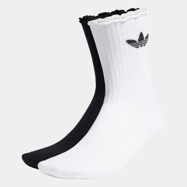 【公式】アディダス adidas 返品可 ラッフル クルーソックス 2足組 オリジナルス レディース アクセサリー ソックス・靴下 クルーソックス 白 ホワイト H32403 mss21fw