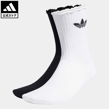 【公式】アディダス adidas 返品可 ラッフル クルーソックス 2足組 オリジナルス レディース アクセサリー ソックス・靴下 クルーソックス 白 ホワイト H32403 mss21fw