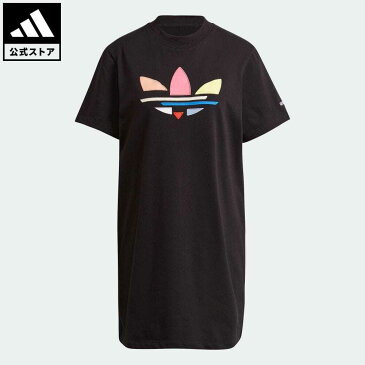 【公式】アディダス adidas 返品可 アディカラー シャッタード トレフォイル Tシャツワンピース オリジナルス レディース ウェア・服 オールインワン ワンピース 黒 ブラック H22845 mss21fw