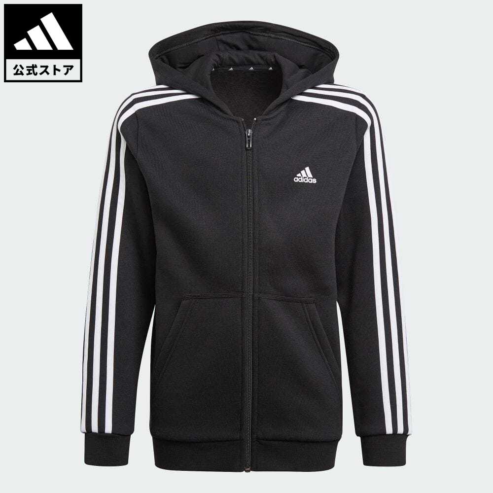 【40%OFF 6/4-6/11】【公式】アディダス adidas 返品可 エッセンシャルズ 3ストライプス パーカー / Essentials 3-Stripes Hoodie スポーツウェア キッズ／子供用 ウェア・服 トップス パーカー(フーディー) ジャージ 黒 ブラック GQ8900 トレーナー