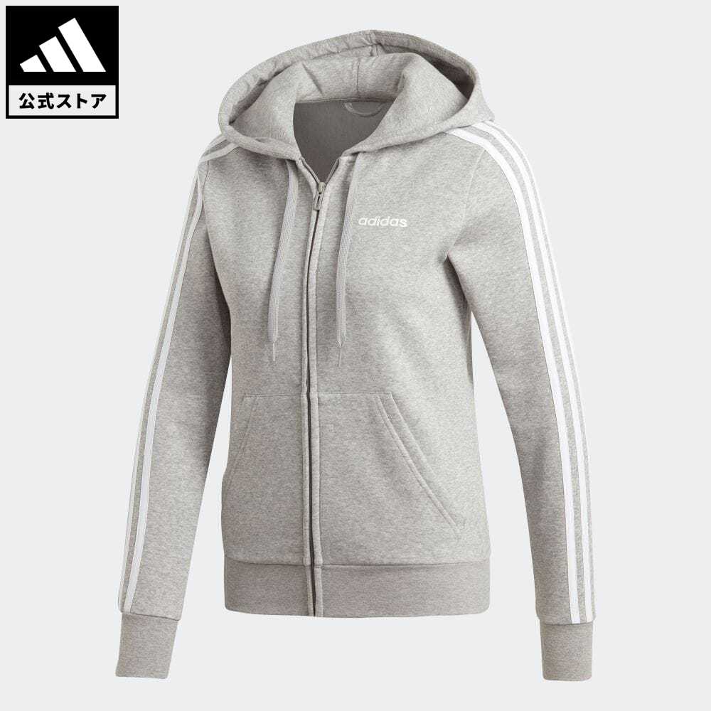 【1,000円OFFクーポン対象 10/31 10:00〜11/03 09:59】【公式】アディダス adidas 返品可 エッセンシャルズ 3ストライプス フリースパーカー / Essentials 3-Stripes Fleece Hoodie レディース ウェア・服 トップス パーカー(フーディー) ジャージ グレー EI0683 トレーナーのサムネイル