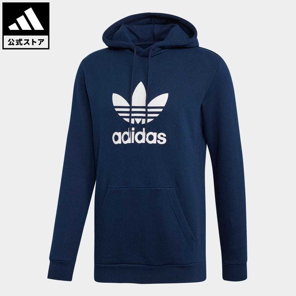 【公式】アディダス adidas 返品可 トレフォイル パーカー オリジナルス メンズ ウェア・服 トップス パーカー(フーディー) スウェット（トレーナー） 青 ブルー EJ9682 トレーナー