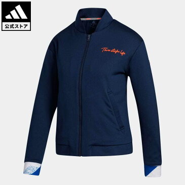 【公式】アディダス adidas 返品可 ゴルフ ジオメトリックプリント 長袖フルジップライニングスウエット / Jersey Jacket レディース ウェア・服 アウター ジャケット 青 ブルー FS6378