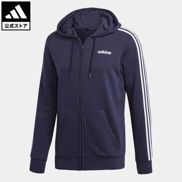 【20%OFFクーポン対象 08/19 10:00〜08/23 09:59】【公式】アディダス adidas 返品可 M CORE 3ストライプス フルジップーパーカー (裏毛) メンズ ウェア・服 トップス パーカー(フーディー) ジャージ 青 ブルー DU0471 トレーナー