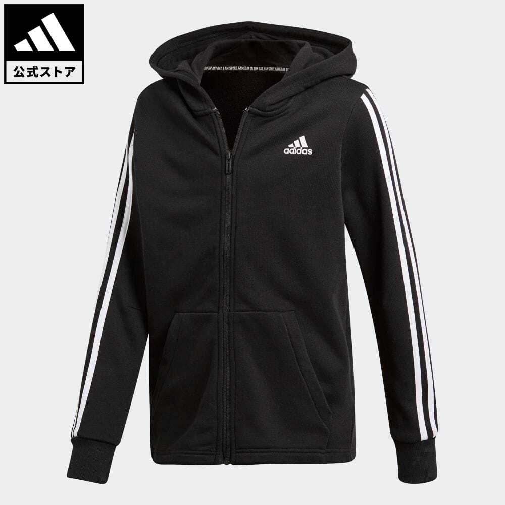 【20%OFFクーポン対象 08/19 10:00〜08/23 09:59】【公式】アディダス adidas 返品可 Must Haves 3-Stripes Jacket キッズ／子供用 ウェア・服 トップス パーカー(フーディー) ジャージ 黒 ブラック DV0819 トレーナー