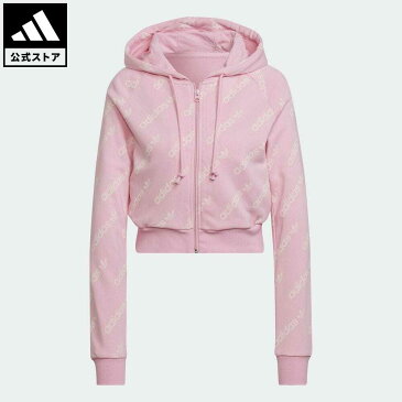【公式】アディダス adidas 返品可 クロップド モノグラム トラックジャケット(ジャージ) オリジナルス レディース ウェア・服 トップス パーカー(フーディー) ジャージ ピンク HM4888 トレーナー