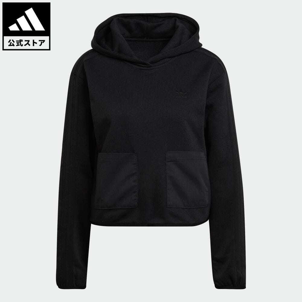 【公式】アディダス adidas 返品可 ツイルポケット パーカー オリジナルス レディース ウェア・服 トップス パーカー(フーディー) スウェット（トレーナー） 黒 ブラック HE4678 トレーナーのサムネイル