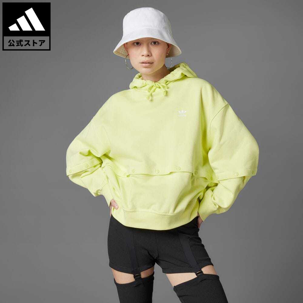 【公式】アディダス adidas 返品可 Always Original スナップボタン パーカー オリジナルス レディース ウェア・服 トップス パーカー(フーディー) スウェット（トレーナー） イエロー HC5435 トレーナー ALOR