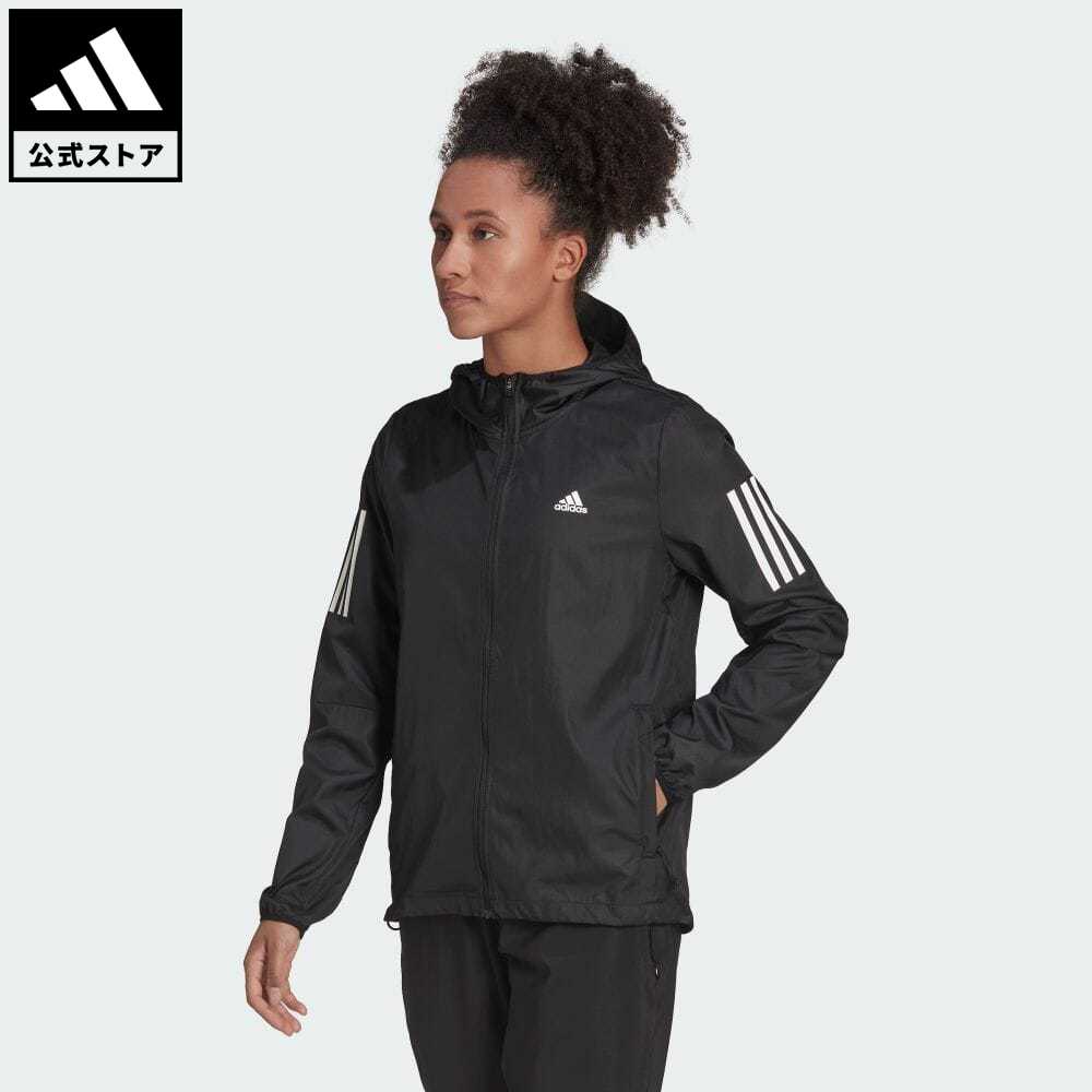 【20 OFF 6/4-6/11】【公式】アディダス adidas 返品可 ランニング オウン ザ ラン フード付き ランニング ウインドブレーカー レディース ウェア 服 アウター ジャケット 黒 ブラック H59271 ランニングウェア