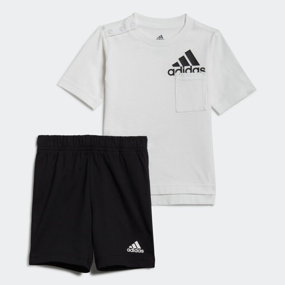 【20%OFFクーポン対象 08/19 10:00〜08/23 09:59】【公式】アディダス adidas 返品可 バッジ オブ スポーツ サマーセットアップ / Badge of Sport Summer Set キッズ／子供用 ウェア・服 セットアップ 白 ホワイト HF1963 上下