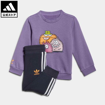 【公式】アディダス adidas 返品可 アディダス オリジナルス × ケヴィン・ライオンズ クルーネック セットアップ（上下セット） オリジナルス キッズ／子供用 ウェア・服 セットアップ ジャージ 紫 パープル HC1988 上下