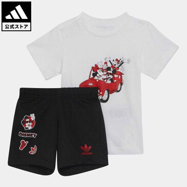 【20%OFFクーポン対象 08/19 10:00〜08/23 09:59】【公式】アディダス adidas 返品可 ディズニー ミッキー & フレンズ ショーツ & Tシャツ セットアップ オリジナルス キッズ／子供用 ウェア・服 セットアップ 白 ホワイト HF7538 上下 summershop22