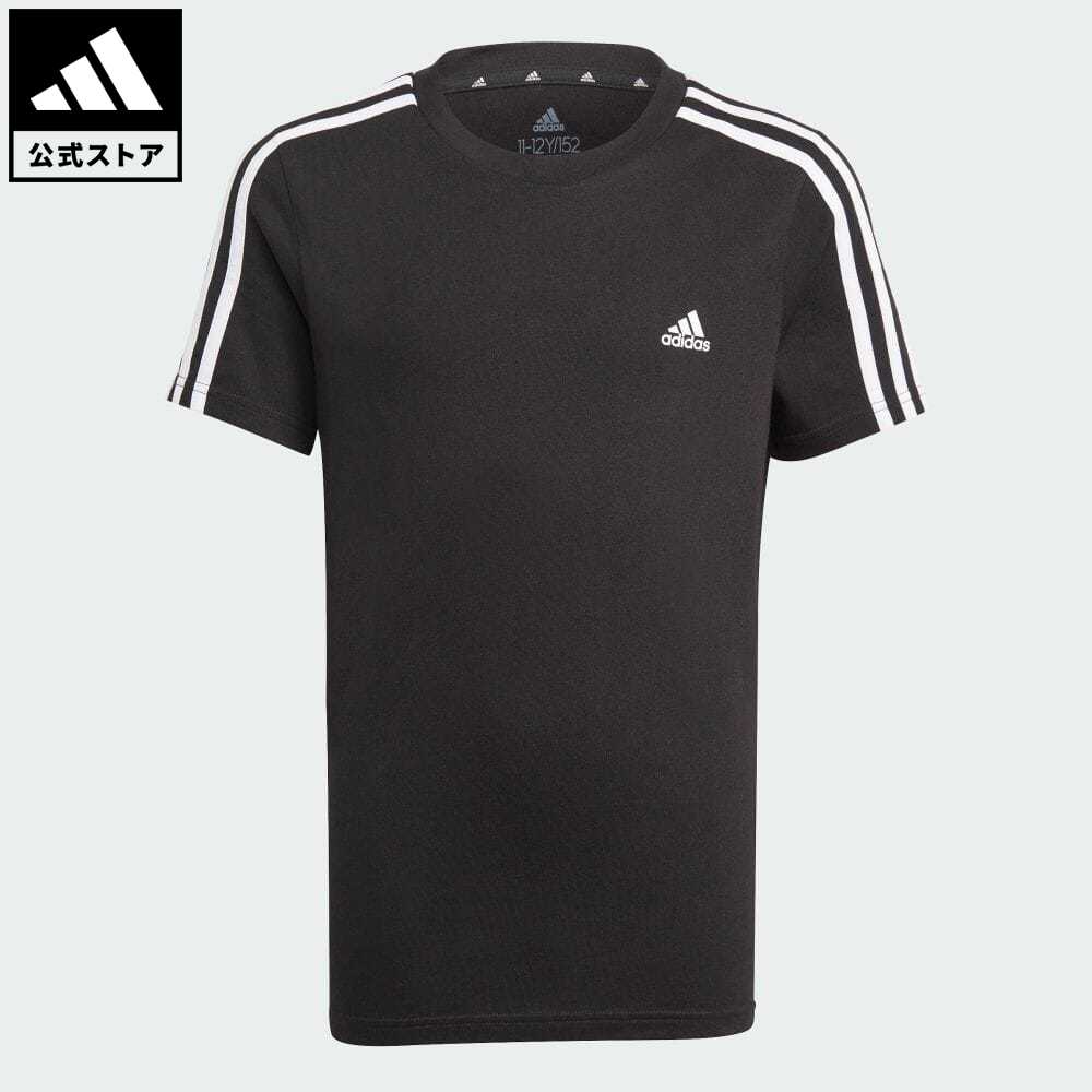 【公式】アディダス adidas 返品可 アディダス エッセンシャルズ 3ストライプス 半袖Tシャツ / adidas Essentials 3-Stripes Tee スポーツウェア キッズ／子供用 ウェア・服 トップス Tシャツ 黒 ブラック GN3995 半袖 summershop22 ポイント20倍対象のサムネイル