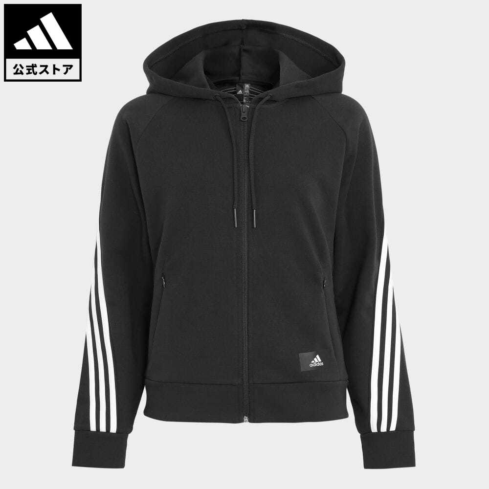 【公式】アディダス adidas 返品可 アディダス スポーツウェア フューチャー アイコン スリーストライプス フード付きトラックトップ スポーツウェア レディース ウェア・服 トップス パーカー(フーディー) ジャージ 黒 ブラック H57287 トレーナーのサムネイル