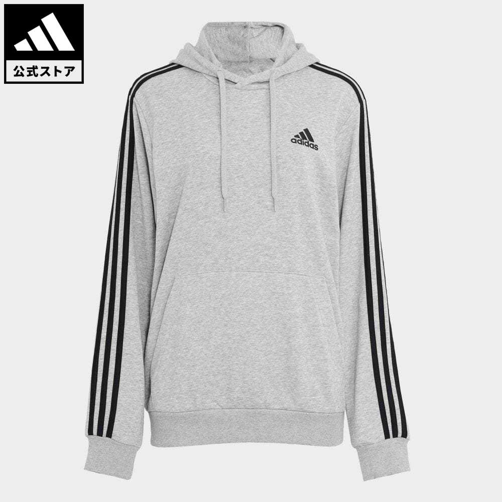 【公式】アディダス adidas 返品可 エッセンシャルズ 3ストライプス パーカー / Essentials 3-Stripes Hoodie スポーツウェア メンズ ウェア・服 トップス パーカー(フーディー) スウェット（トレーナー） グレー GK9080 トレーナー