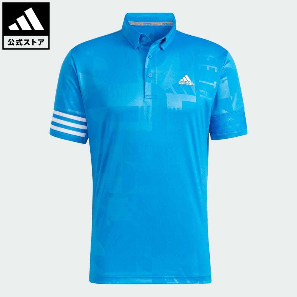 【公式】アディダス adidas 返品可 ゴルフ エンボスプリント 半袖ボタンダウンシャツ メンズ ウェア・服 トップス ポロシャツ 青 ブルー HA3114 Gnot