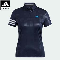 アディダス ポロシャツ（レディース） 【公式】アディダス adidas 返品可 ゴルフ エンボスプリント 半袖ボタンダウンシャツ レディース ウェア・服 トップス ポロシャツ 青 ブルー HA0219 Gnot