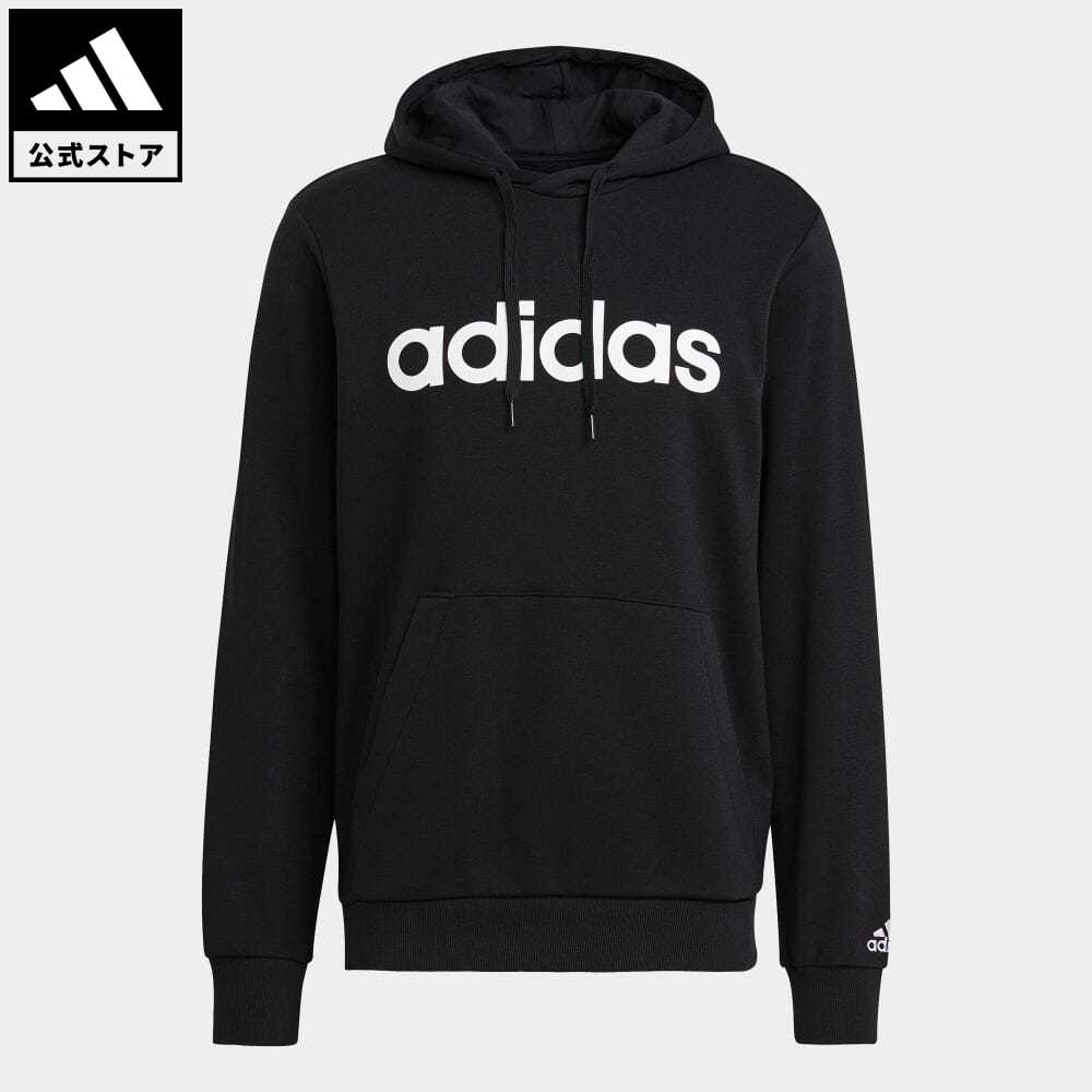 【公式】アディダス adidas 返品可 エッセンシャルズ フレンチテリー リニアロゴ パーカー スポーツウェア メンズ ウェア・服 トップス パーカー(フーディー) スウェット（トレーナー） 黒 ブラック GK9064 トレーナー ポイント20倍対象のサムネイル