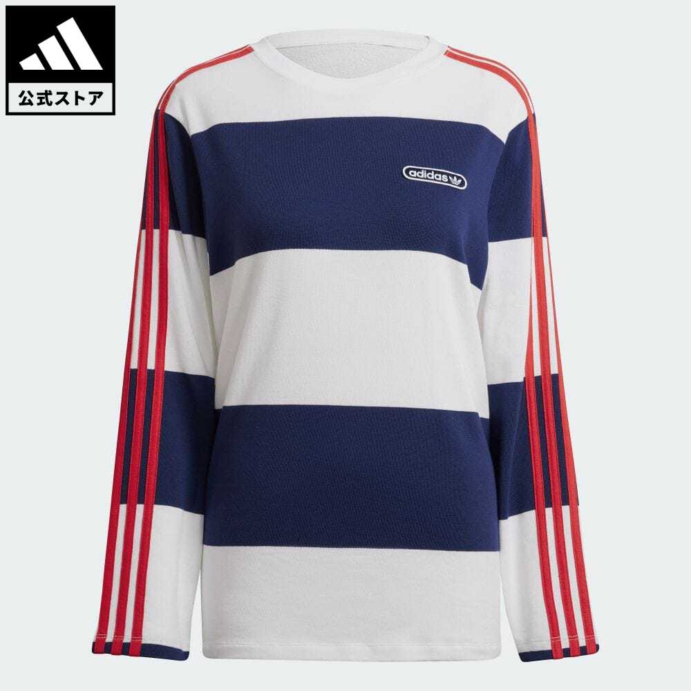 【公式】アディダス adidas 返品可 ストライプ 長袖スウェット オリジナルス レディース ウェア・服 トップス スウェット（トレーナー） 青 ブルー HL6581 eoss22fw