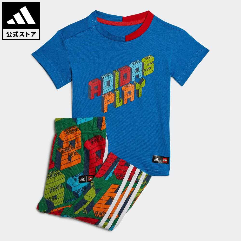 【20%OFFクーポン対象 11/16 10:00〜11/21 23:59】【公式】アディダス adidas 返品可 adidas × Classic LEGO 半袖Tシャツ＆パンツセット スポーツウェア キッズ／子供用 ウェア・服 セットアップ 青 ブルー HM2213 上下のサムネイル
