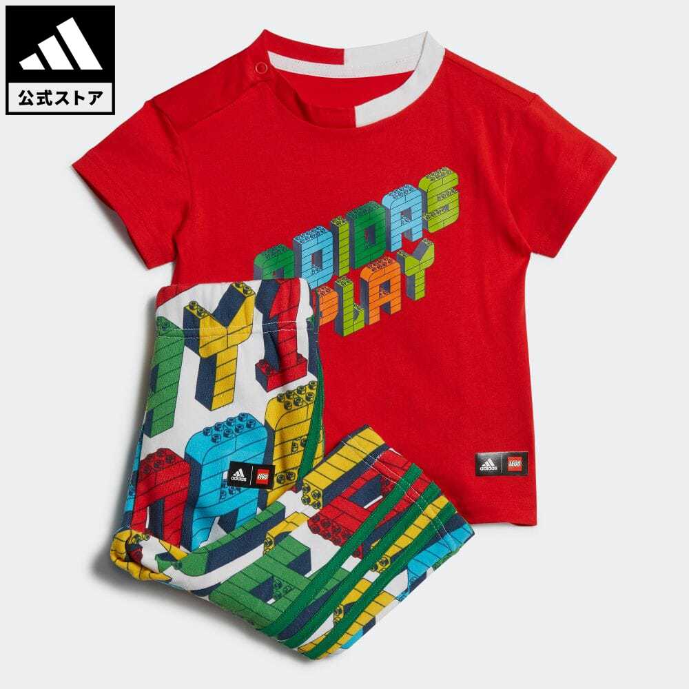 【公式】アディダス adidas 返品可 adidas × Classic LEGO 半袖Tシャツ＆パンツセット スポーツウェア キッズ／子供用 ウェア・服 セットアップ 赤 レッド HM2216 上下のサムネイル