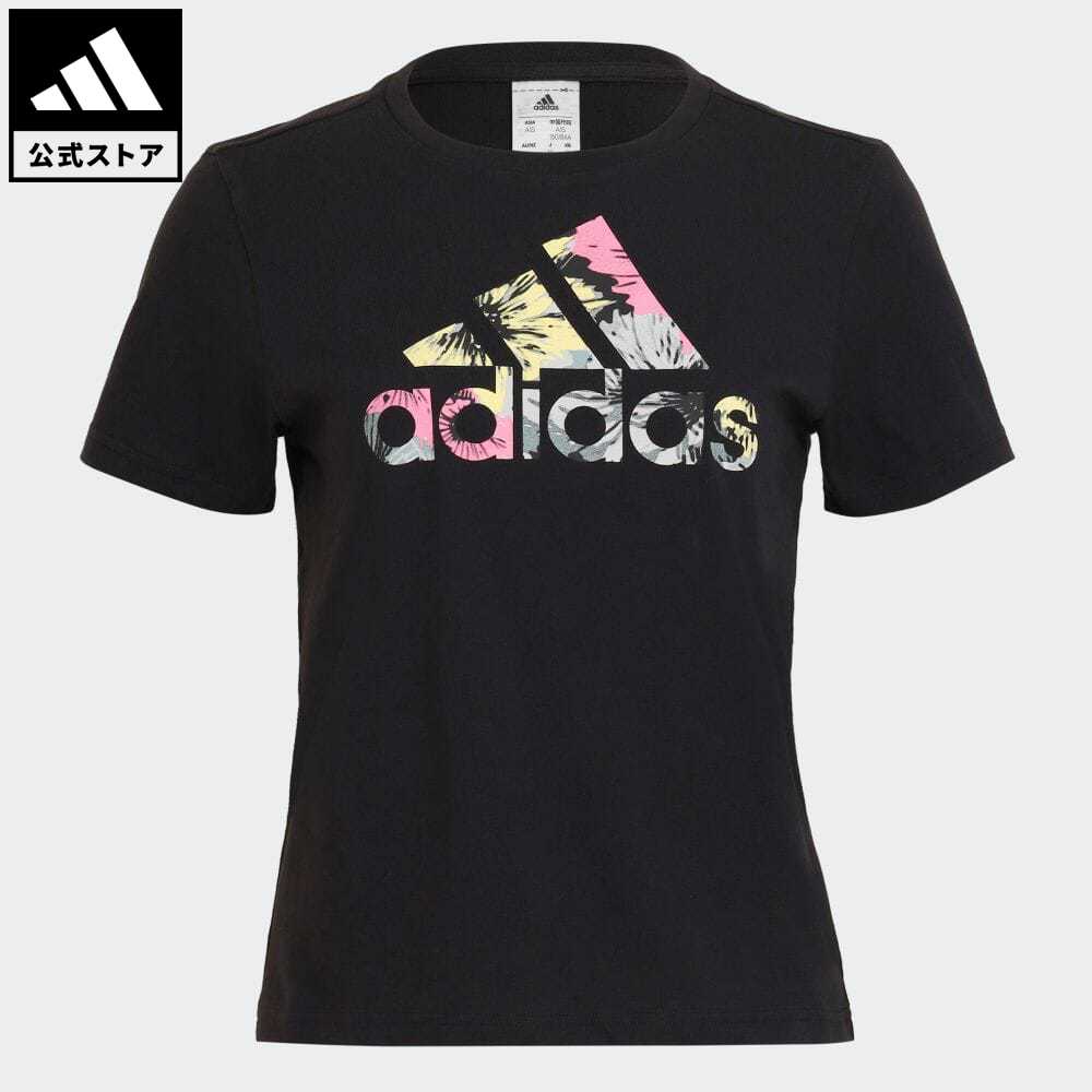 楽天adidas Online Shop 楽天市場店【50％OFF】【公式】アディダス adidas 返品可 総柄プリント レギュラー 半袖Tシャツ スポーツウェア レディース ウェア・服 トップス Tシャツ 黒 ブラック HI0025 半袖