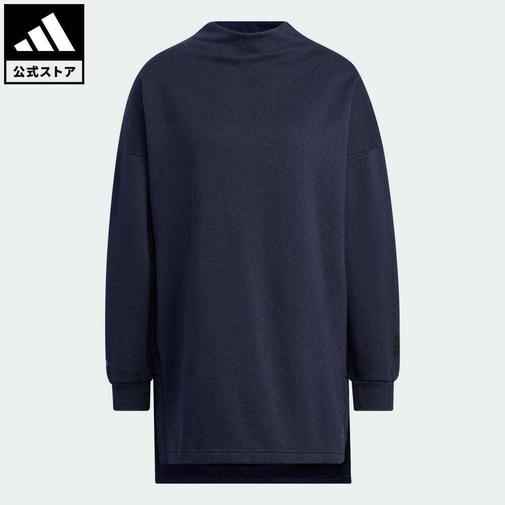 【公式】アディダス adidas 返品可 ID オーバーサイズフィット モックネック フリースチュニック スポーツウェア レディース ウェア・服 トップス スウェット（トレーナー） 青 ブルー HM2782