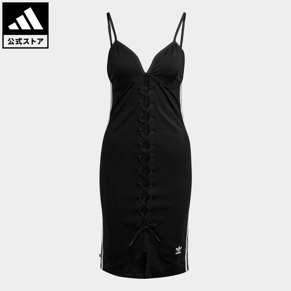 【公式】アディダス adidas 返品可 Always Original レースアップ ストラップワンピース オリジナルス レディース ウェア・服 オールインワン ワンピース 黒 ブラック HK5084 ALORのサムネイル
