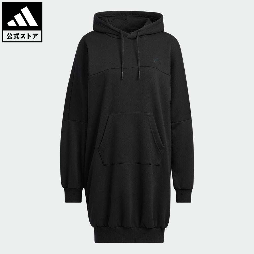 【公式】アディダス adidas 返品可 ワーディング オーバーサイズフィット フリース フーデッドチュニック スポーツウェア レディース ウェア・服 オールインワン ワンピース 黒 ブラック HM2828