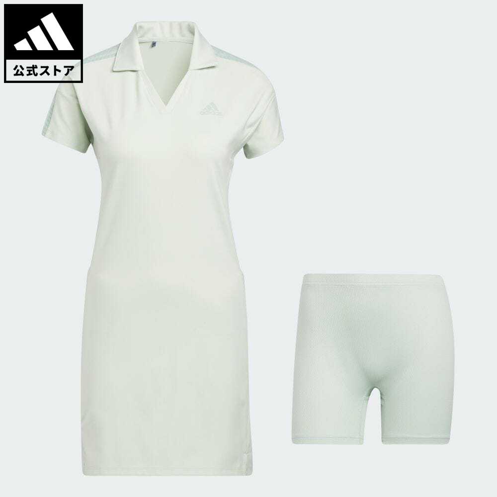 【公式】アディダス adidas 返品可 ゴルフ スリーストライプス 半袖スキッパーワンピース レディース ウェア・服 オールインワン ワンピース 緑 グリーン HS8897のサムネイル