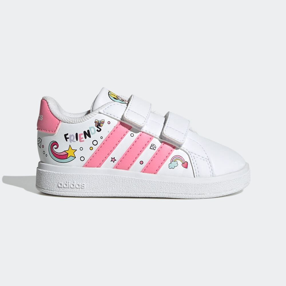 【公式】アディダス adidas 返品可 テニス ミニーマウス グランドコート エラスティックレース トップストラップ / Minnie Mouse GrandCourt Elastic Laces and Top Strap スポーツウェア キッズ／子供用 シューズ・靴 スポーツシューズ 白 ホワイト GY6628 テニスシューズ