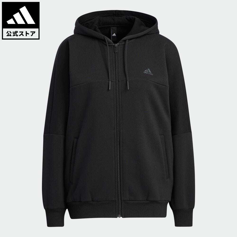 【公式】アディダス adidas 返品可 ワーディング オーバーサイズフィット フリース フルジップパーカー スポーツウェア レディース ウェア・服 トップス パーカー(フーディー) スウェット（トレーナー） 黒 ブラック HM2814 トレーナー