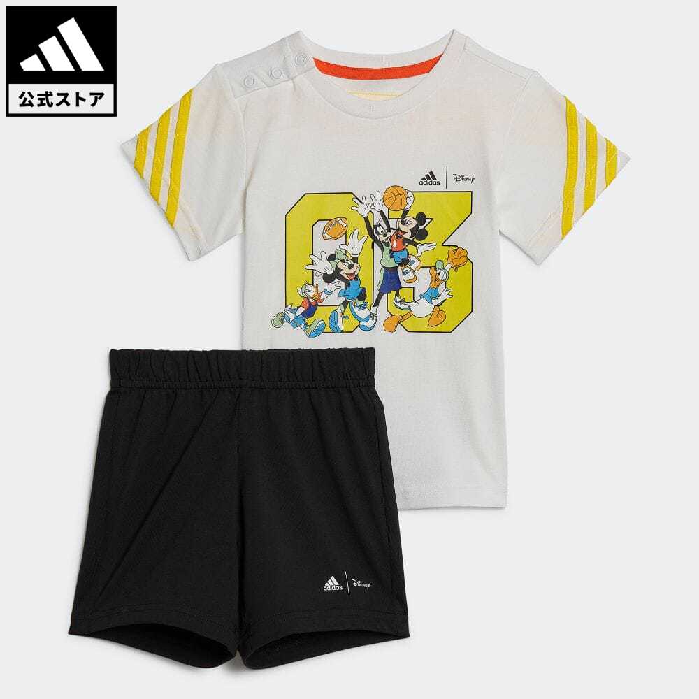 【公式】アディダス adidas 返品可 adidas × Disney ミッキーマウス サマーセットアップ スポーツウェア キッズ／子供用 ウェア・服 セットアップ 白 ホワイト HK6653 上下のサムネイル