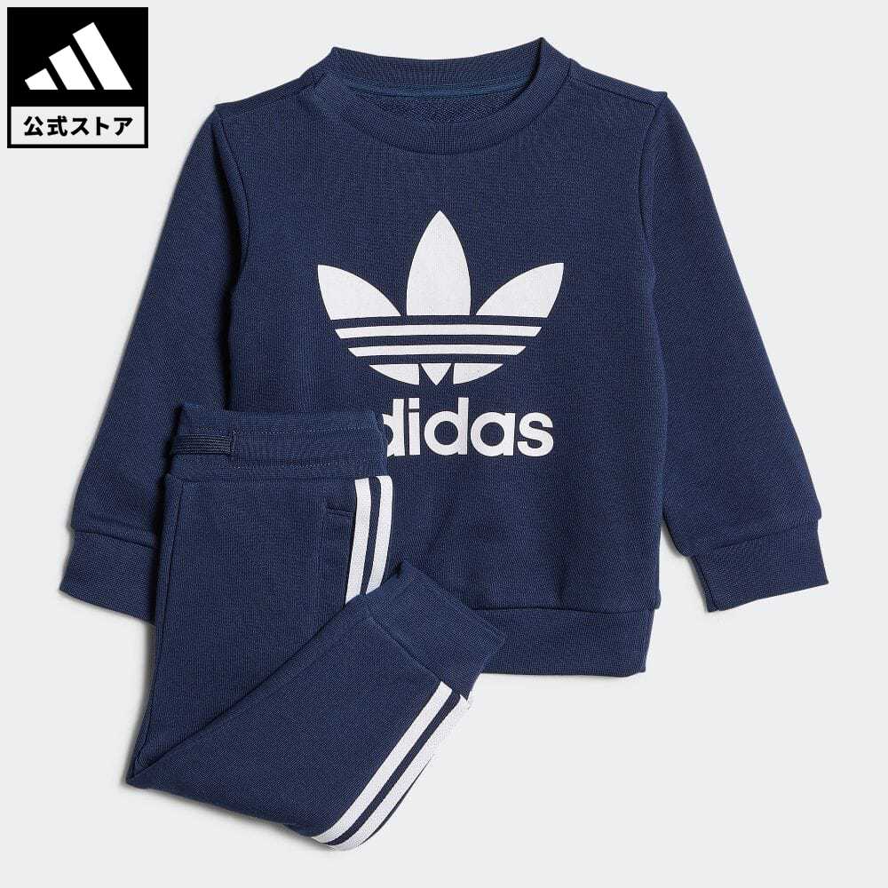 【公式】アディダス adidas 返品可 子供用 クルー スウェットシャツ 上下セット [Crew Sweatshirt Set] オリジナルス キッズ／子供用 ウェア・服 セットアップ ジャージ 青 ブルー HK7495 上下のサムネイル
