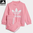 【公式】アディダス adidas 返品可 CREW SET オリジナルス キッズ／子供用 ウェア・服 セットアップ ジャージ ピンク HK7496 上下