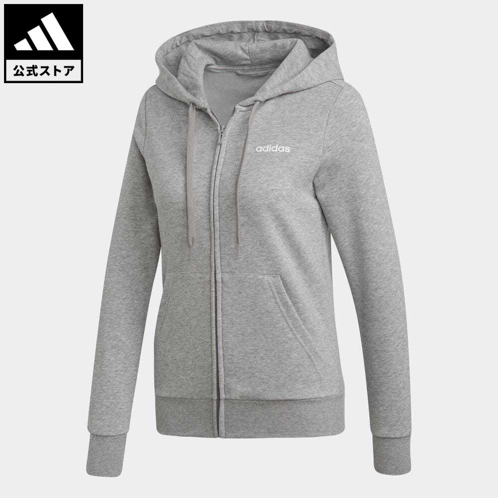 【公式】アディダス adidas 返品可 プレーン フルジップ フーディー スポーツウェア レディース ウェア・服 トップス パーカー(フーディー) ジャージ グレー DU0664 トレーナー eoss23ss