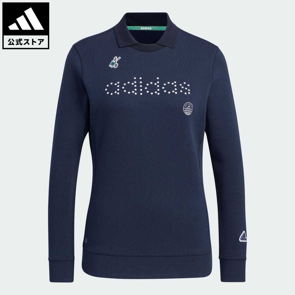 アディダス adidas 返品可 ゴルフ PLAY GREEN フロントロゴ長袖ポロ襟スウェット レディース ウェア・服 トップス スウェット（トレーナー） 青 ブルー HG5777 Gnot